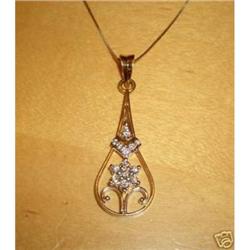 18K Yellow Gold Diamond Pendant With Chain #2219425