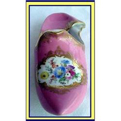 MEISSEN PORCELAIN SHOE SLIPPER 19C MINT PINK #2219593