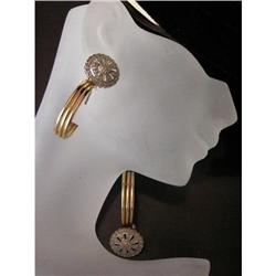 Dramatic Estate Pave' Diamond Pierced Earrings #2233409