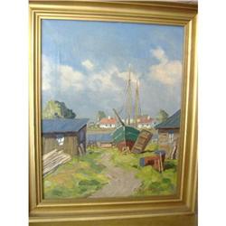 Danish Boatyard Painting by Fritz Jacobsen #2233656