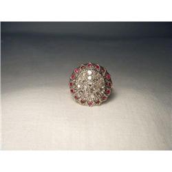 Estate 18K Pink Rose Gold Diamond Ruby Ring #2233728