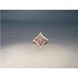 Estate 18K Pink Gold Diamond Ruby Filigree Ring#2233761