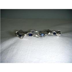 18K WG Diamond Sapphire Slip-On Bangle Bracelet#2233769