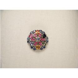 14K WG Multi-Color Sapphire Diamond Pendant #2233832