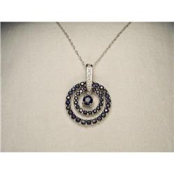 Rare 14K WG Sapphire Diamond Circle Pendant #2233834