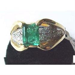14k yellow gold emerald & diamond ring #2233854