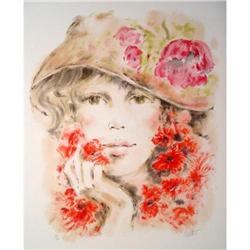 Colette, Flower hat, stone lithograph #2233861