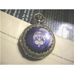 Antique Blue Enamel Full Hunter Pocket Watch #2233961