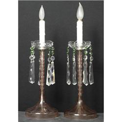 Pair of French Pink cut crystal lamps #2234007