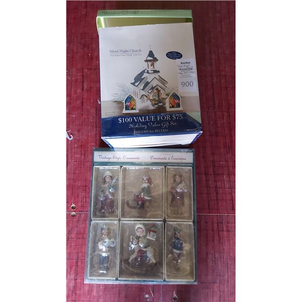 Silent Night Chruch & Ornaments Cat A