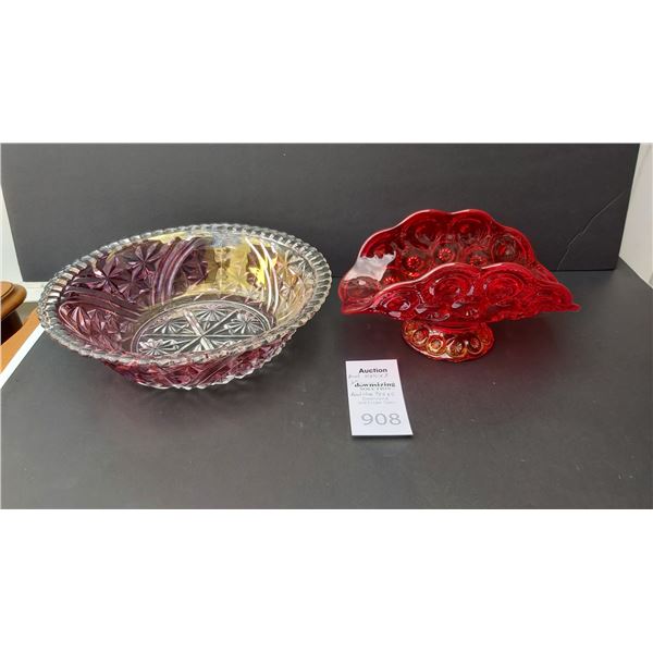 Red Glass Bowl & Multi Col bowl Cat A