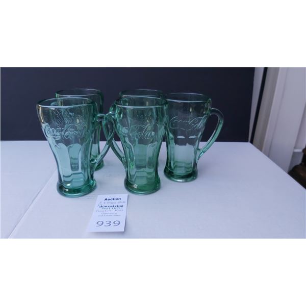 Green Glass Coca Cola Mugs Cat A