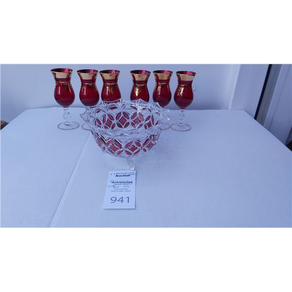 Red & Gold Glasses & Bowl Cat A