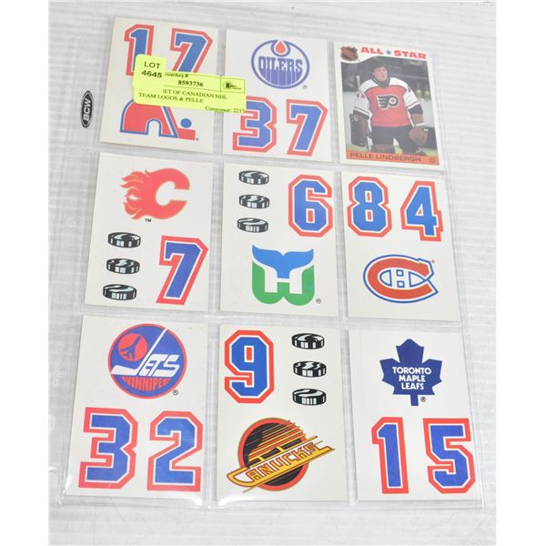 1987 SHEET OF CANADIAN NHL TEAM LOGOS & PELLE