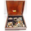 Image 1 : LARGE WOOD BOX FULL OF JEWELRY