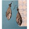 Image 1 : 23)  PEWTER COLORED DROP LEAF EARRINGS.