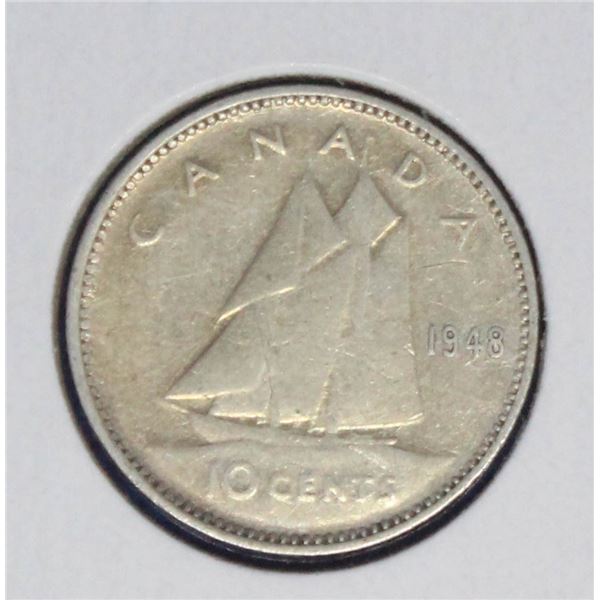 KEY DATE 1948 CANADA SILVER 10 CENT