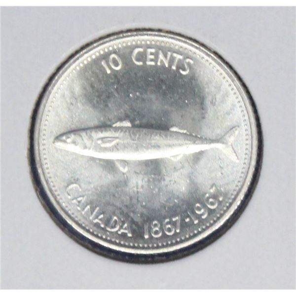 UNCIRCULATED 1967 CANADA SILVER 10 CENT