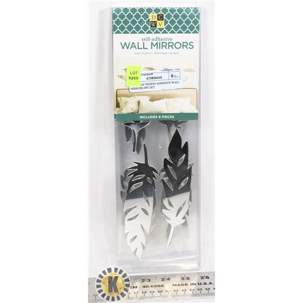 NEW LEAF DESIGN ADHESIVE WALL MIRRORS 8PC SET