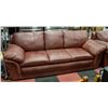 Image 1 : BROWN LEATHER COUCH SET (SOFA, LOVE SEAT, & CHAIR)