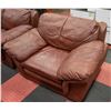 Image 2 : BROWN LEATHER COUCH SET (SOFA, LOVE SEAT, & CHAIR)