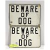 Image 1 : PAIR OF METAL BEWARE OF DOG SIGNS W/ SCREWS