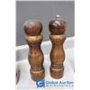 Image 4 : (4) Large Wooden Salt & Pepper Shaker Sets - 3 Pepper Grinders