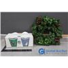 Image 1 : 14" Wreath & Set of (4) NIB Holiday Mugs