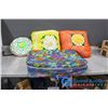 Image 1 : **Floral Suitcase & (3) Cushions w/Handmade Crochet Covers