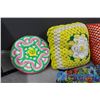 Image 2 : **Floral Suitcase & (3) Cushions w/Handmade Crochet Covers