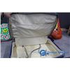 Image 5 : **Floral Suitcase & (3) Cushions w/Handmade Crochet Covers