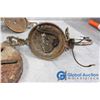 Image 13 : Vintage Shortening Pail w/Cast Iron Wall Fixtures & Decor Items