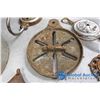 Image 5 : Vintage Shortening Pail w/Cast Iron Wall Fixtures & Decor Items
