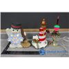 Vintage Musical Lighthouse; Vintage Bubble Light & Snowman Light