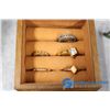 Image 14 : Small Wooden Jewelry Box w/Assorted Costume Jewelry