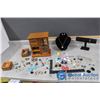 Image 1 : Small Wooden Jewelry Box w/Assorted Costume Jewelry