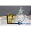 Image 2 : Vintage Amber Pitcher & Large Heavy Glass Cookie Jar