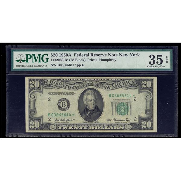 1950A $20 STAR New York FRN PMG 35EPQ