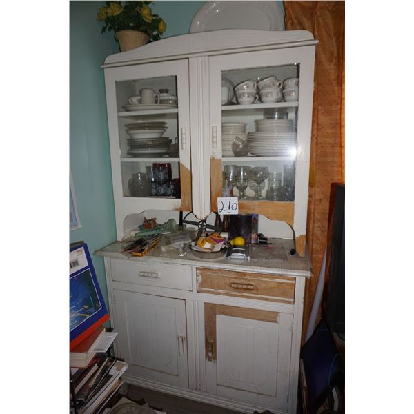 White cabinet and contents