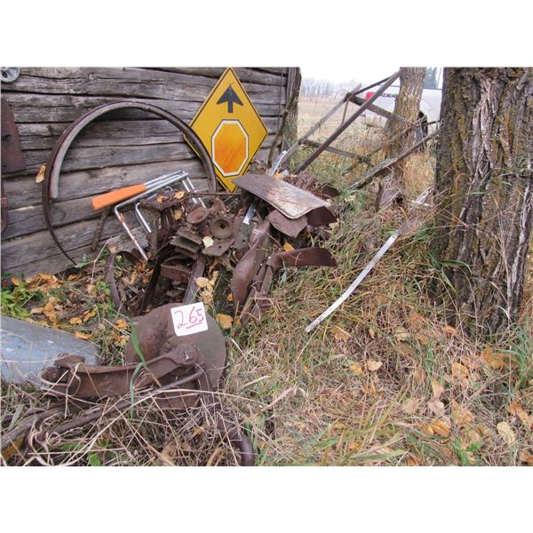 Old Single Breaking Plough Parts of One Horse Sleigh with metal runners (2 pics)