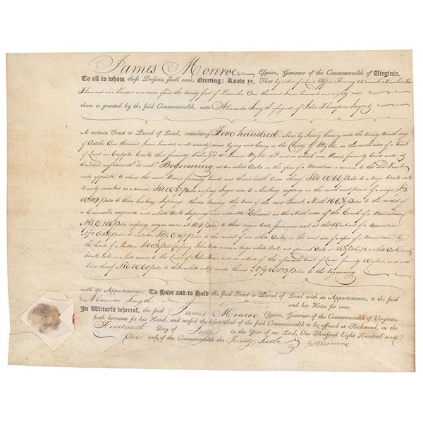 James Monroe Document Signed