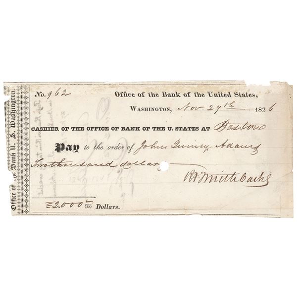 John Quincy Adams Endorsed Check as President