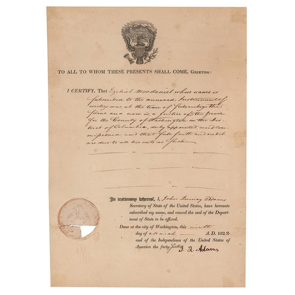 John Quincy Adams Document Signed