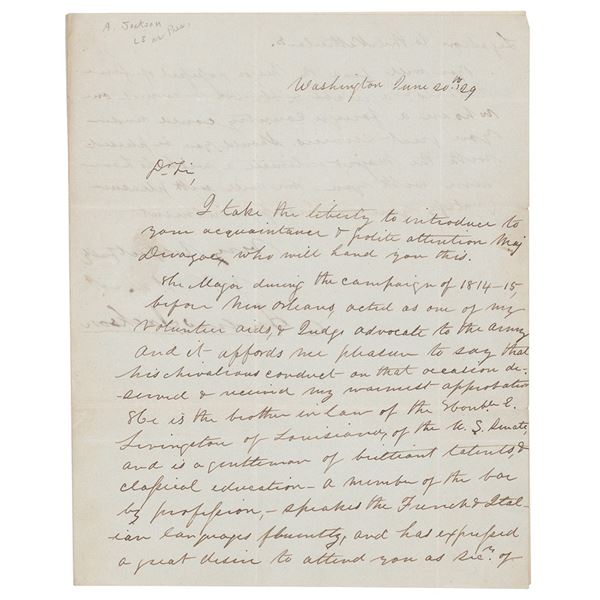 Andrew Jackson Letter Signed as President