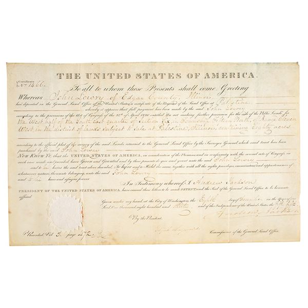 Andrew Jackson Document Signed as President
