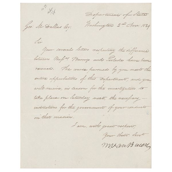Martin Van Buren Letter Signed