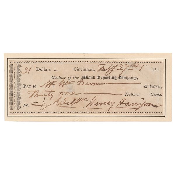 William Henry Harrison Signed Check