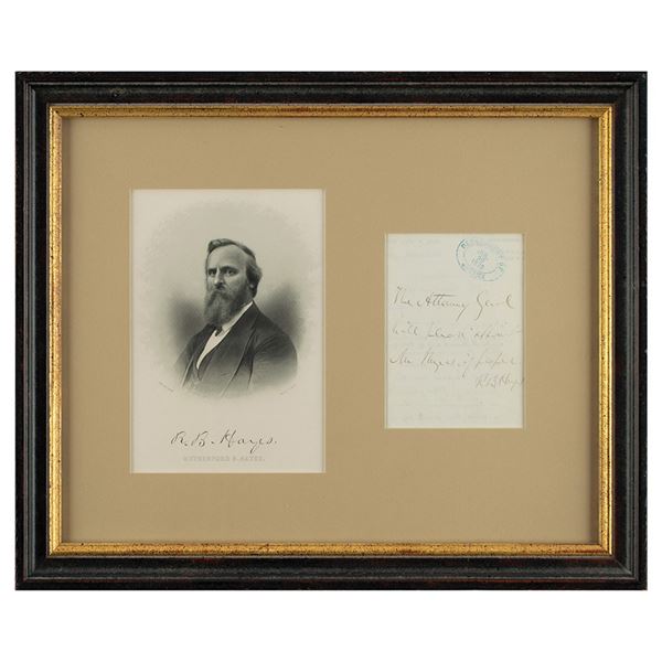 Rutherford B. Hayes Autograph Endorsement Signed as President