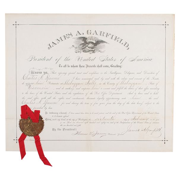 James A. Garfield Document Signed as President