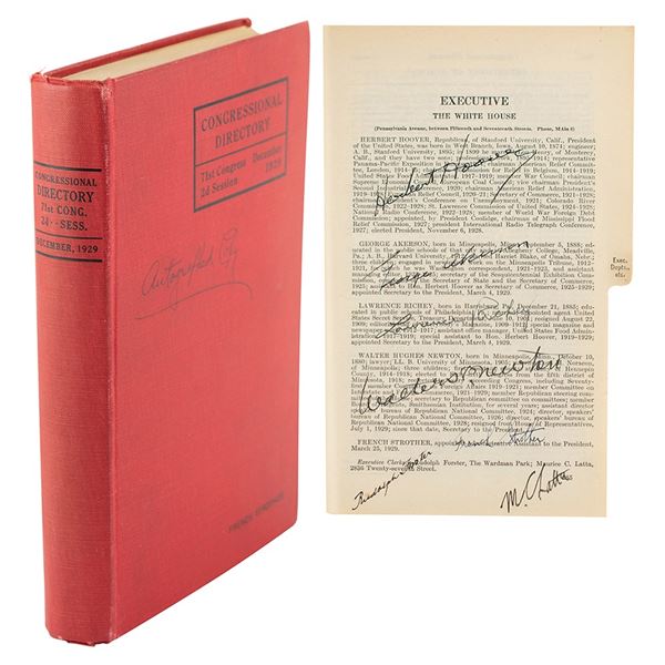 Herbert Hoover and White House Staff Signed Congressional Directory